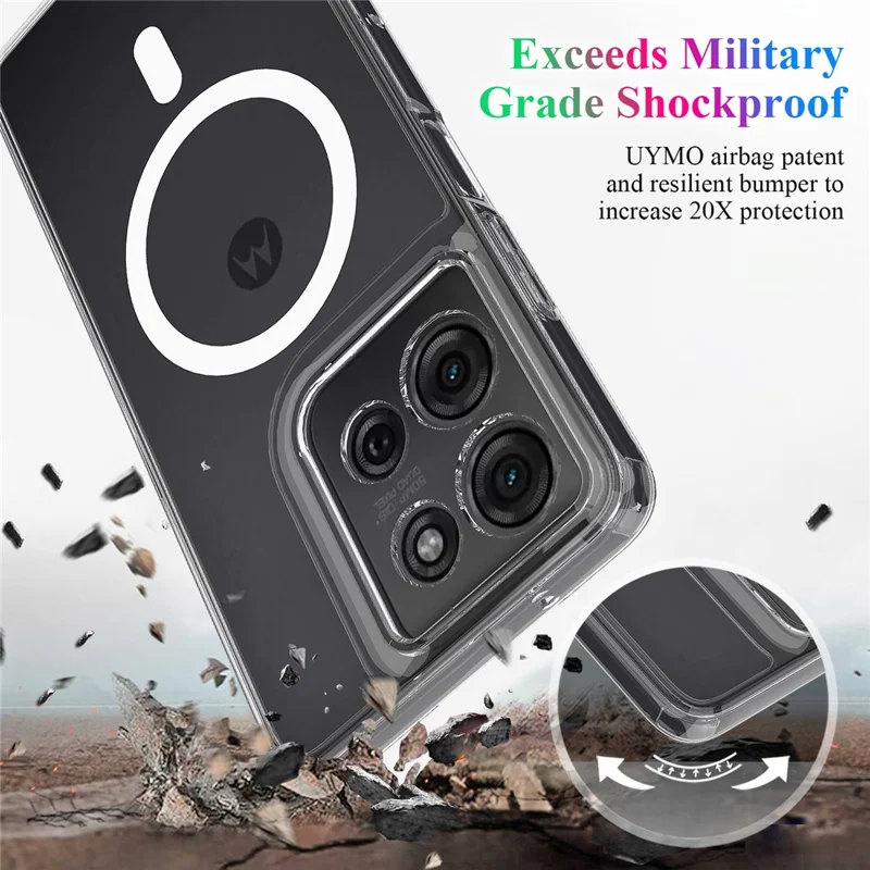 For Motorola Moto G75 5G Clear Case TPU + Acrylic Magnetic Phone Cover Compatible with MagSafe-Cellmalls