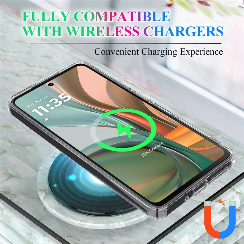 For Motorola Moto G75 5G Clear Case TPU + Acrylic Magnetic Phone Cover Compatible with MagSafe-Cellmalls