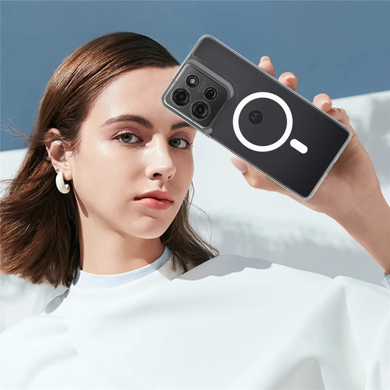 For Motorola Moto G75 5G Clear Case TPU + Acrylic Magnetic Phone Cover Compatible with MagSafe-Cellmalls