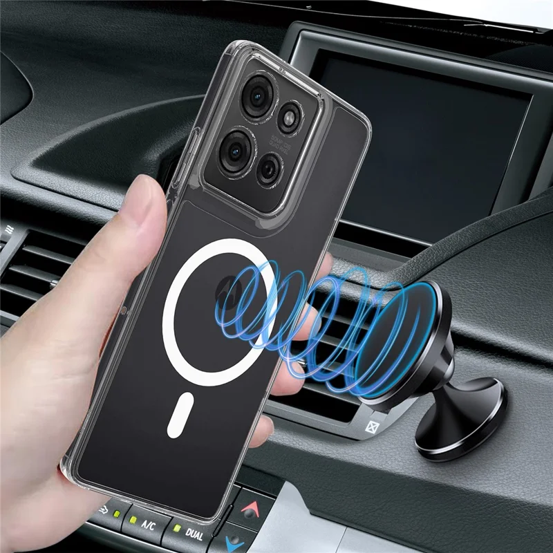 For Motorola Moto G75 5G Clear Case TPU + Acrylic Magnetic Phone Cover Compatible with MagSafe-Cellmalls