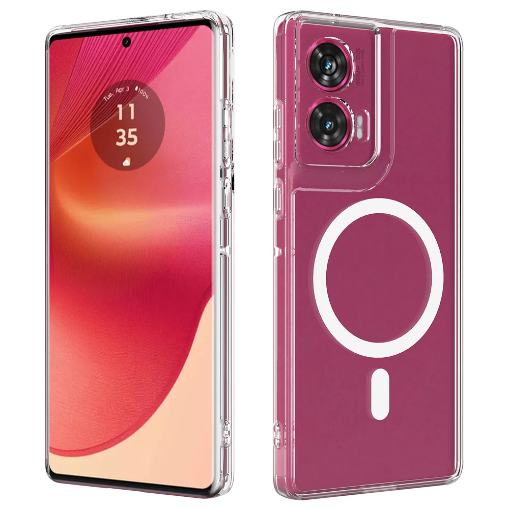 For Motorola S50 Neo 5G / Motorola Moto G85 5G Clear Phone Case Compatible with MagSafe TPU+Acrylic Back Cover - Clear-Cellmalls