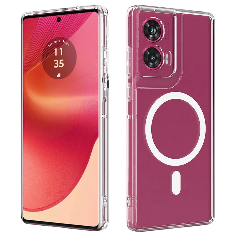 For Motorola S50 Neo 5G / Motorola Moto G85 5G Clear Phone Case Compatible with MagSafe TPU+Acrylic Back Cover - Clear-Cellmalls