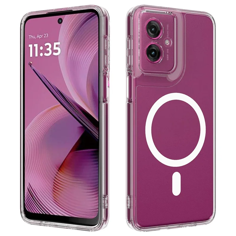 For Motorola Moto G55 5G Clear Phone Case Compatible with MagSafe TPU+Acrylic Back Cover - Clear-Cellmalls