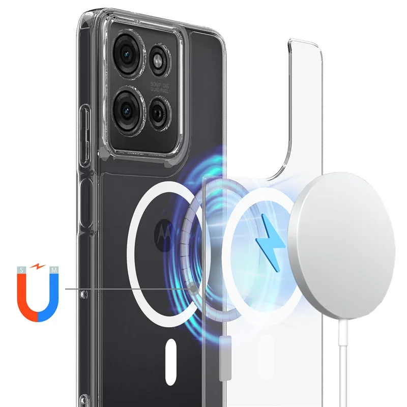 For Motorola Moto G75 5G Clear Case TPU + Acrylic Magnetic Phone Cover Compatible with MagSafe-Cellmalls