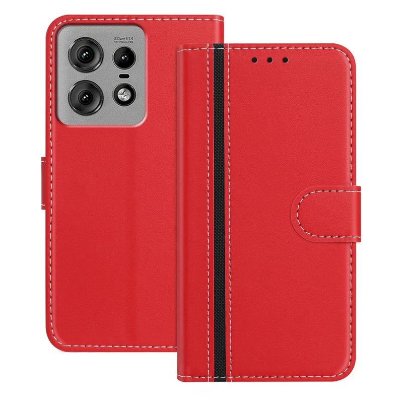 For Motorola Edge 50 Pro 5G Phone Cases Wallet Stand Color Splicing Leather Cover with Magnetic Clasp - Red-Cellmalls