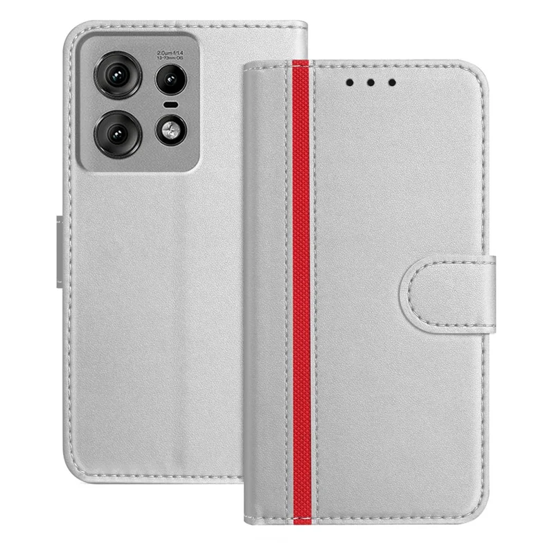 For Motorola Edge 50 Pro 5G Phone Cases Wallet Stand Color Splicing Leather Cover with Magnetic Clasp - Red-Cellmalls