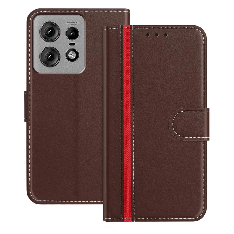 For Motorola Edge 50 Pro 5G Phone Cases Wallet Stand Color Splicing Leather Cover with Magnetic Clasp - Red-Cellmalls