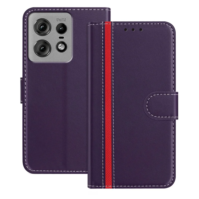 For Motorola Edge 50 Pro 5G Phone Cases Wallet Stand Color Splicing Leather Cover with Magnetic Clasp - Red-Cellmalls