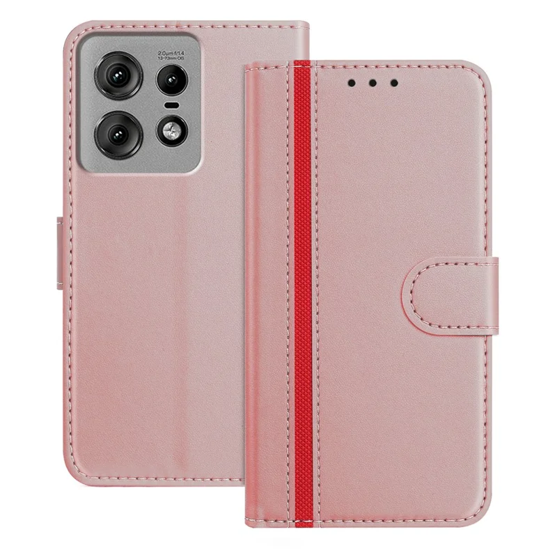 For Motorola Edge 50 Pro 5G Phone Cases Wallet Stand Color Splicing Leather Cover with Magnetic Clasp - Red-Cellmalls