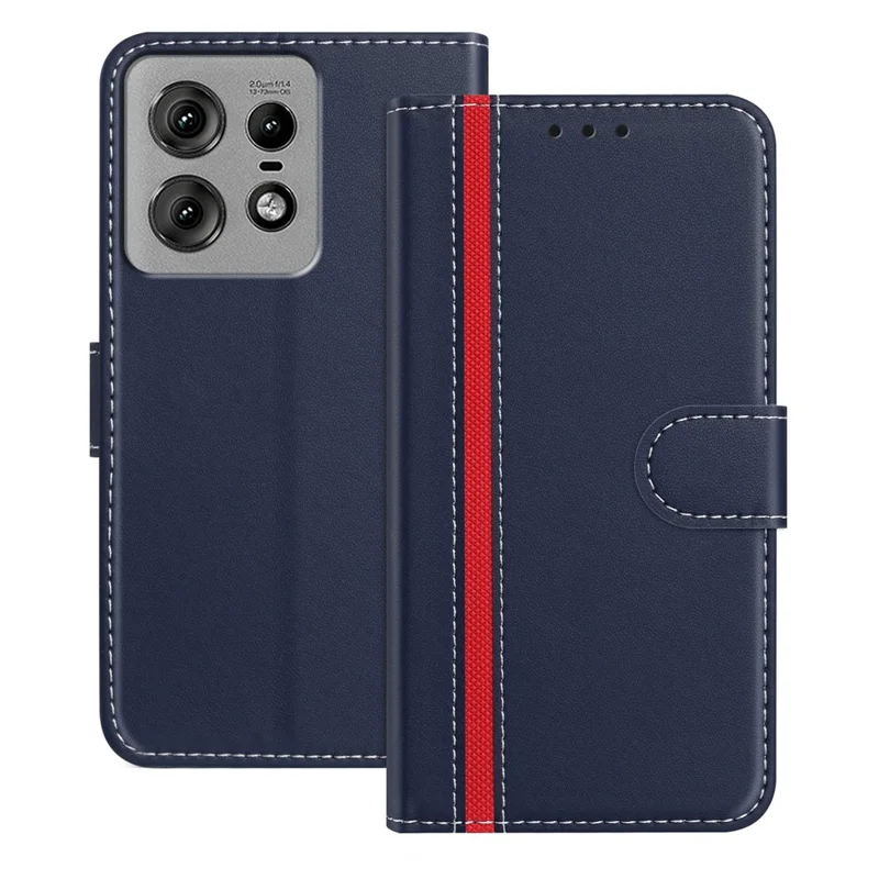 For Motorola Edge 50 Pro 5G Phone Cases Wallet Stand Color Splicing Leather Cover with Magnetic Clasp - Red-Cellmalls