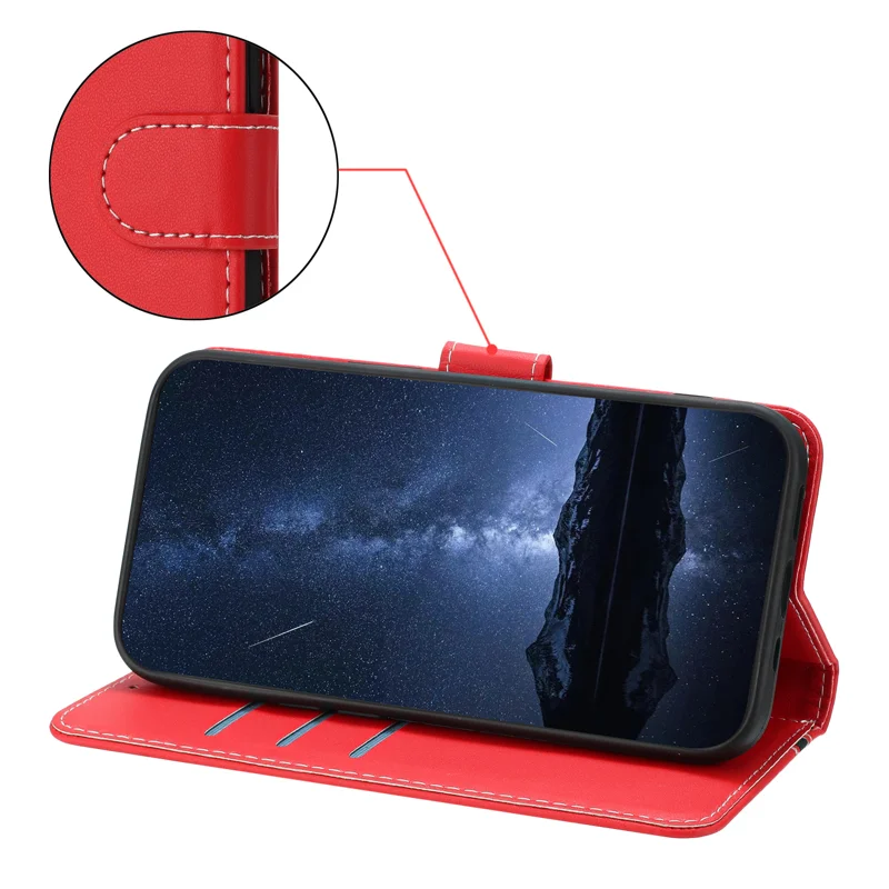 For Motorola Edge 60 Fusion 5G Phone Cases Wallet Stand Color Splicing Leather Cover with Magnetic Clasp - Red-Cellmalls