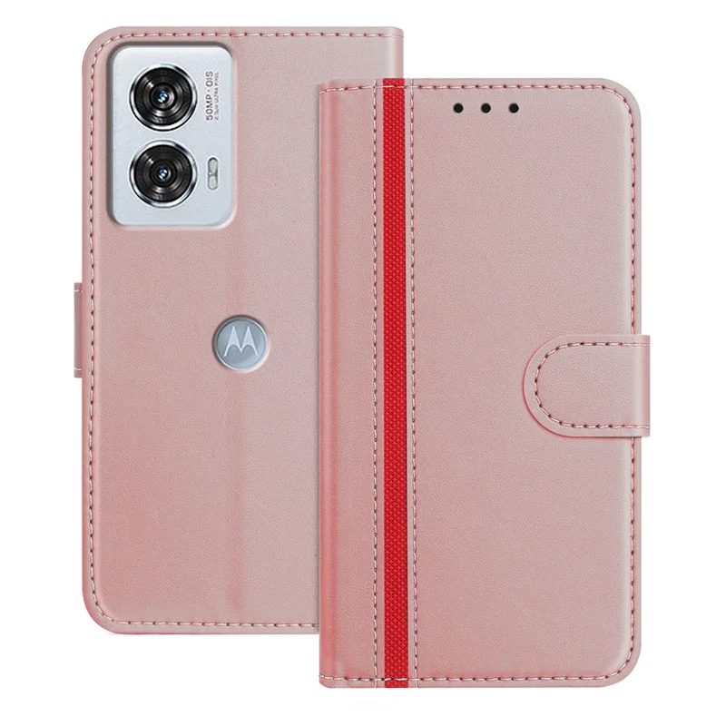 For Motorola Edge 50 Fusion 5G Phone Cases Wallet Stand Color Splicing Leather Cover with Magnetic Clasp - Red-Cellmalls