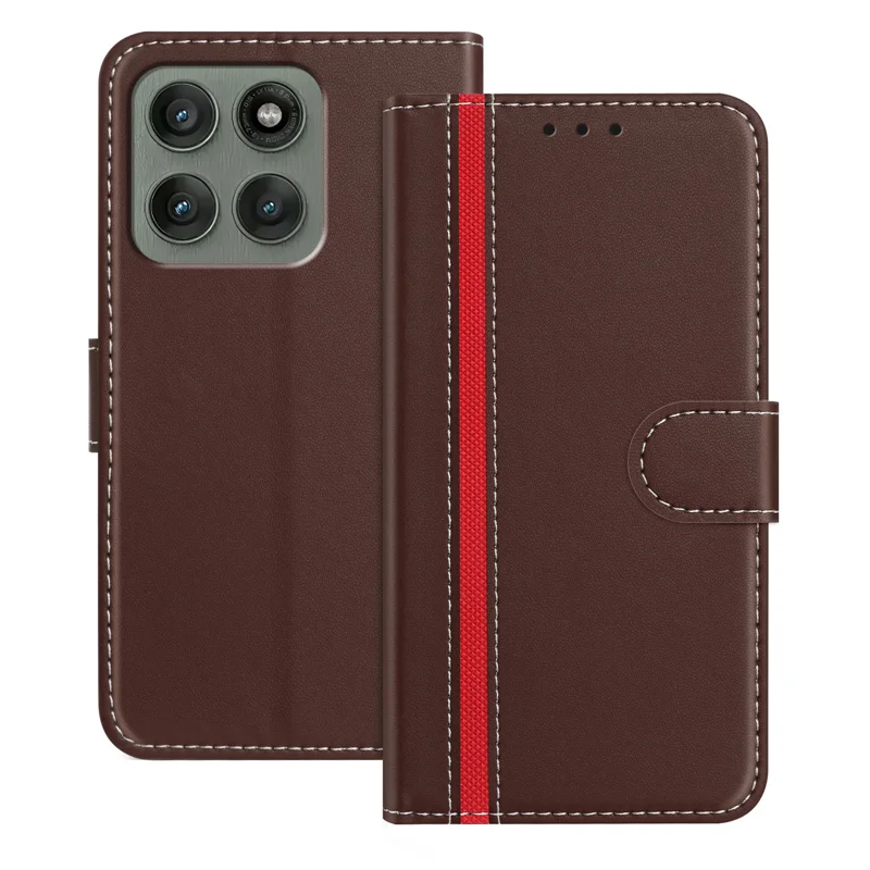 For Motorola Edge 60 Pro 5G Phone Cases Wallet Stand Color Splicing Leather Cover with Magnetic Clasp - Red-Cellmalls