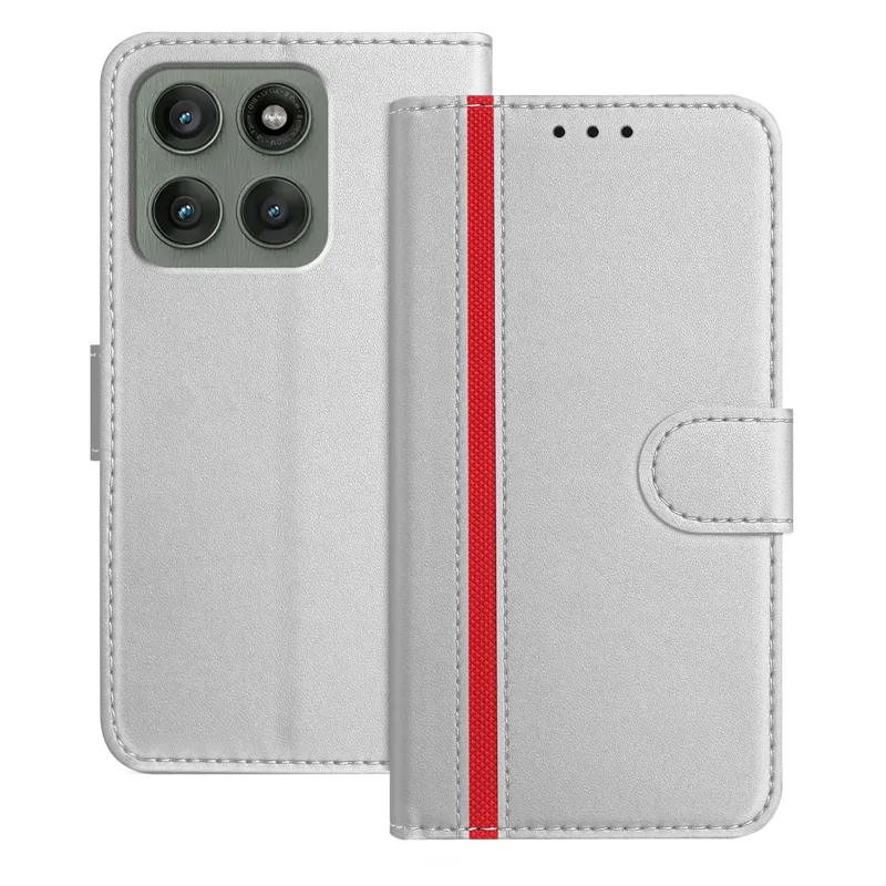 For Motorola Edge 60 Pro 5G Phone Cases Wallet Stand Color Splicing Leather Cover with Magnetic Clasp - Red-Cellmalls