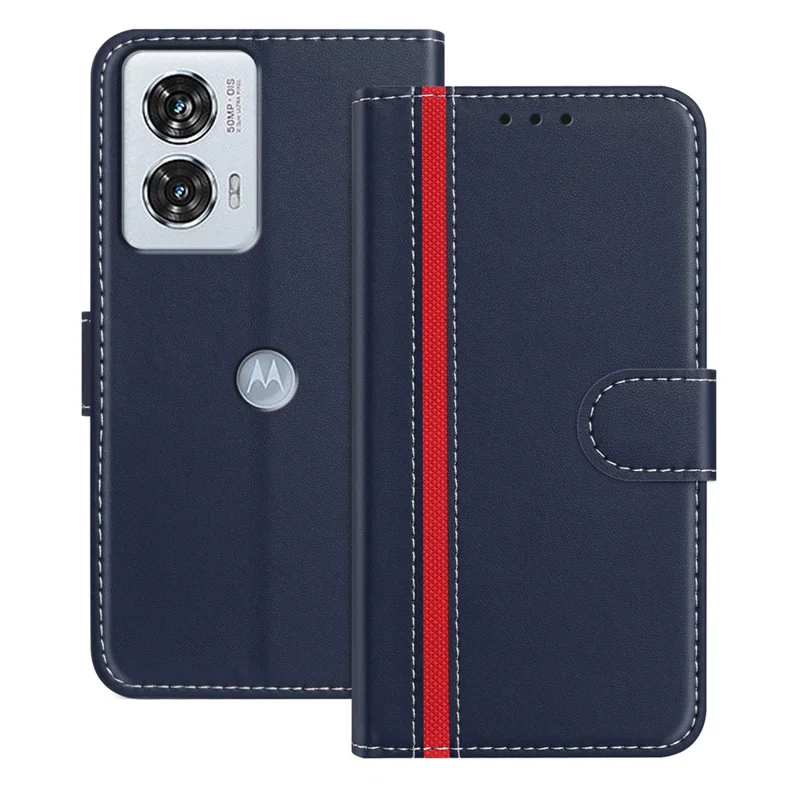 For Motorola Edge 50 Fusion 5G Phone Cases Wallet Stand Color Splicing Leather Cover with Magnetic Clasp - Red-Cellmalls