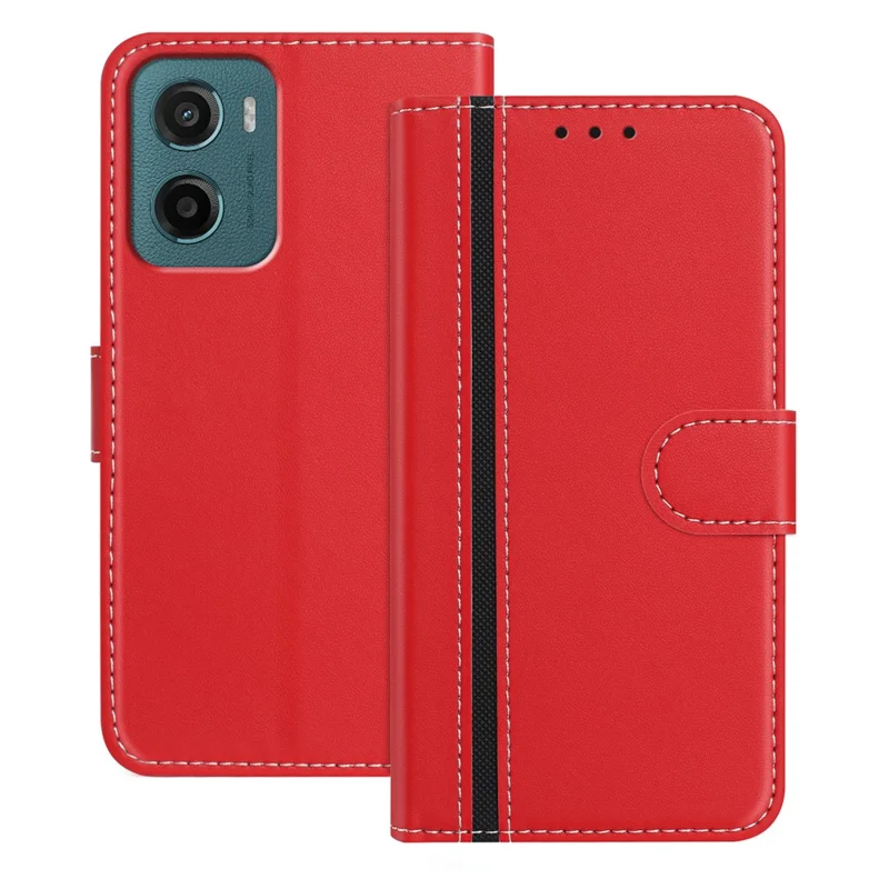 For Motorola Moto G05 4G Phone Cases Wallet Stand Color Splicing Leather Cover with Magnetic Clasp - Red-Cellmalls
