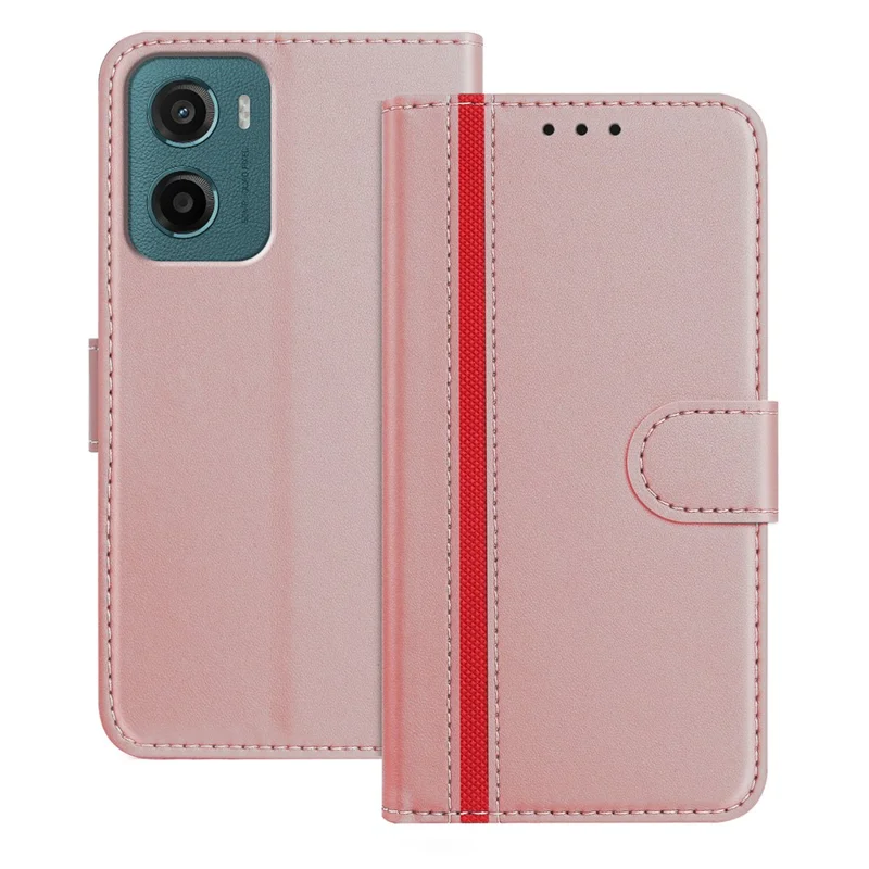 For Motorola Moto G05 4G Phone Cases Wallet Stand Color Splicing Leather Cover with Magnetic Clasp - Red-Cellmalls