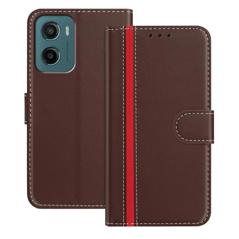 For Motorola Moto G05 4G Phone Cases Wallet Stand Color Splicing Leather Cover with Magnetic Clasp - Red-Cellmalls