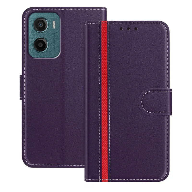 For Motorola Moto G05 4G Phone Cases Wallet Stand Color Splicing Leather Cover with Magnetic Clasp - Red-Cellmalls