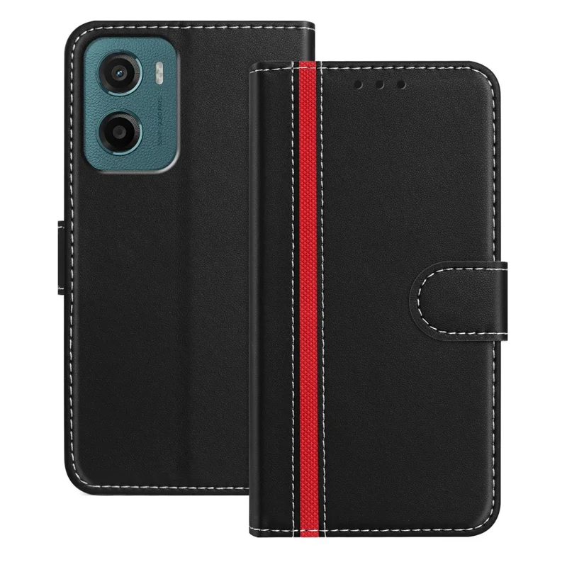 For Motorola Moto G05 4G Phone Cases Wallet Stand Color Splicing Leather Cover with Magnetic Clasp - Red-Cellmalls