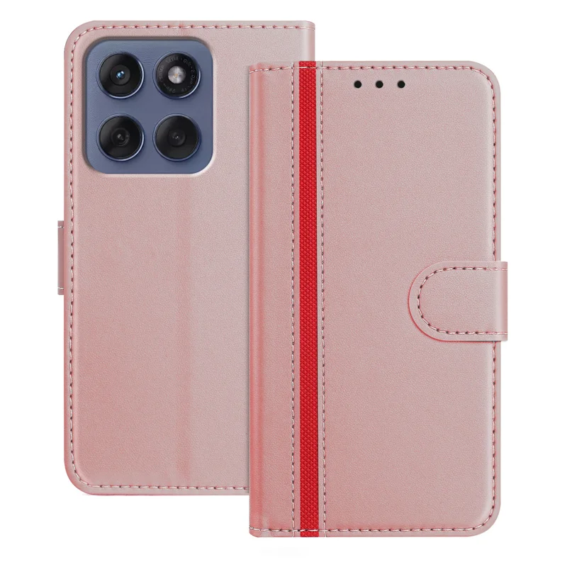 For Motorola Edge 60 Fusion 5G Phone Cases Wallet Stand Color Splicing Leather Cover with Magnetic Clasp - Red-Cellmalls
