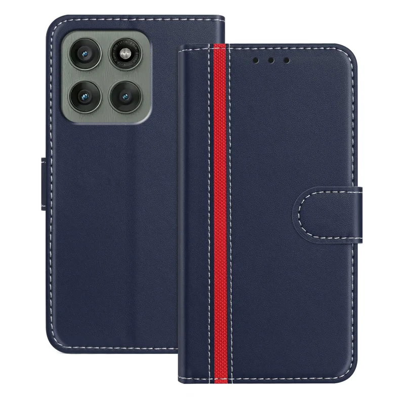 For Motorola Edge 60 Pro 5G Phone Cases Wallet Stand Color Splicing Leather Cover with Magnetic Clasp - Red-Cellmalls