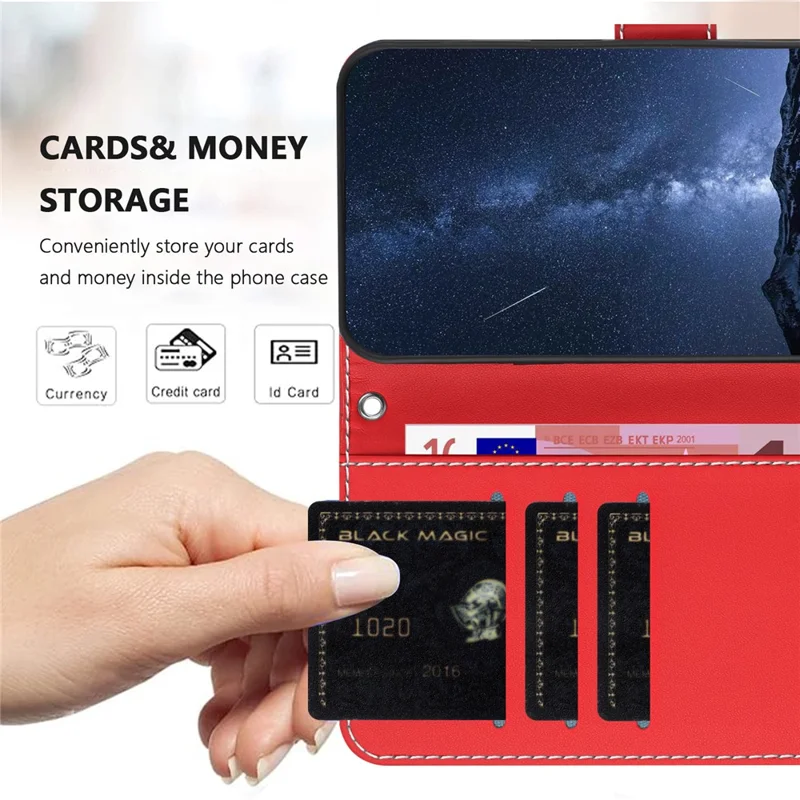 For Motorola Moto G05 4G Phone Cases Wallet Stand Color Splicing Leather Cover with Magnetic Clasp - Red-Cellmalls