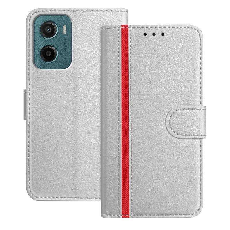 For Motorola Moto G05 4G Phone Cases Wallet Stand Color Splicing Leather Cover with Magnetic Clasp - Red-Cellmalls