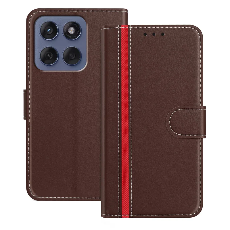 For Motorola Moto G56 5G Phone Cases Wallet Stand Color Splicing Leather Cover with Magnetic Clasp - Red-Cellmalls
