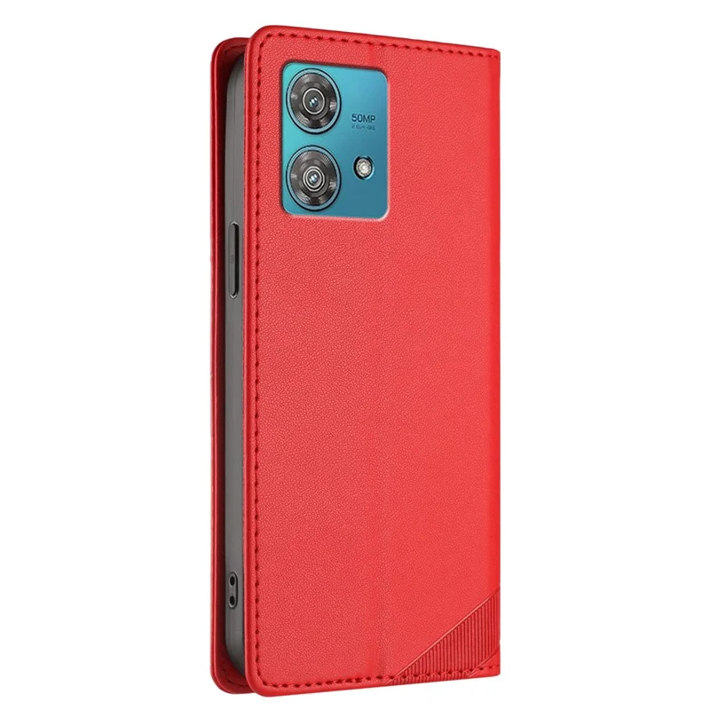 For Motorola Edge 40 Neo 5G Phone Cases Punk Style Imprinted Wallet Stand Leather Cover - Red-Cellmalls