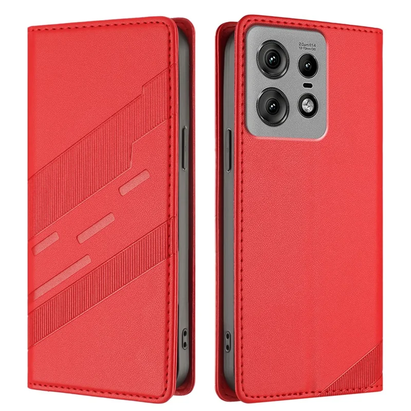 For Motorola Edge 50 Pro 5G Phone Cases Punk Style Imprinted Wallet Stand Leather Cover - Red-Cellmalls