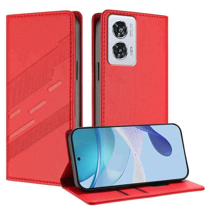 For Motorola Edge 50 Fusion 5G Phone Cases Punk Style Imprinted Wallet Stand Leather Cover - Red-Cellmalls
