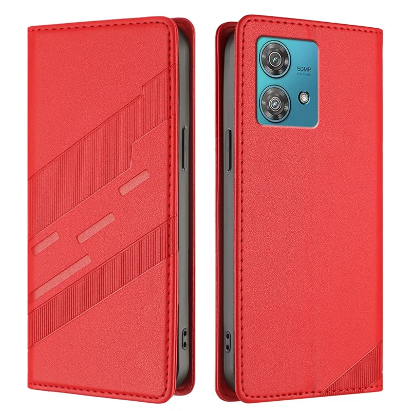 For Motorola Edge 40 Neo 5G Phone Cases Punk Style Imprinted Wallet Stand Leather Cover - Red-Cellmalls