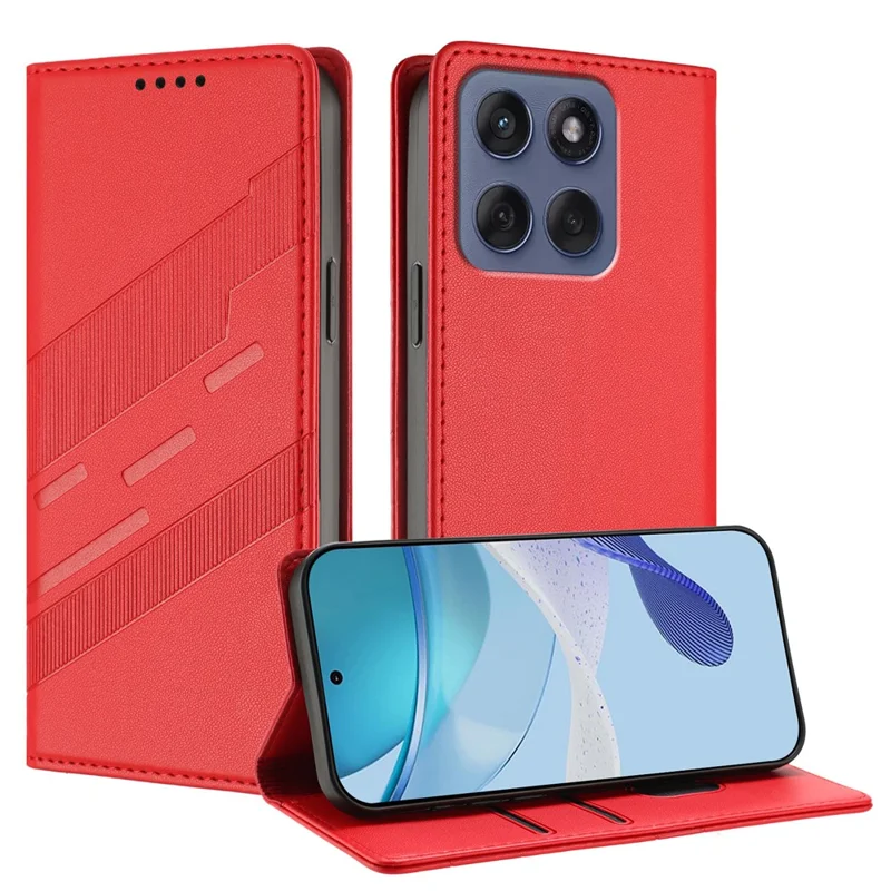 For Motorola Edge 60 Fusion 5G Phone Cases Punk Style Imprinted Wallet Stand Leather Cover - Red-Cellmalls