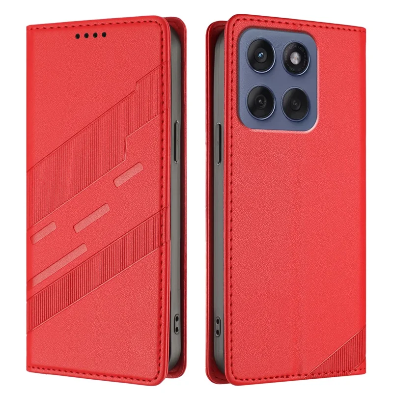 For Motorola Edge 60 Fusion 5G Phone Cases Punk Style Imprinted Wallet Stand Leather Cover - Red-Cellmalls