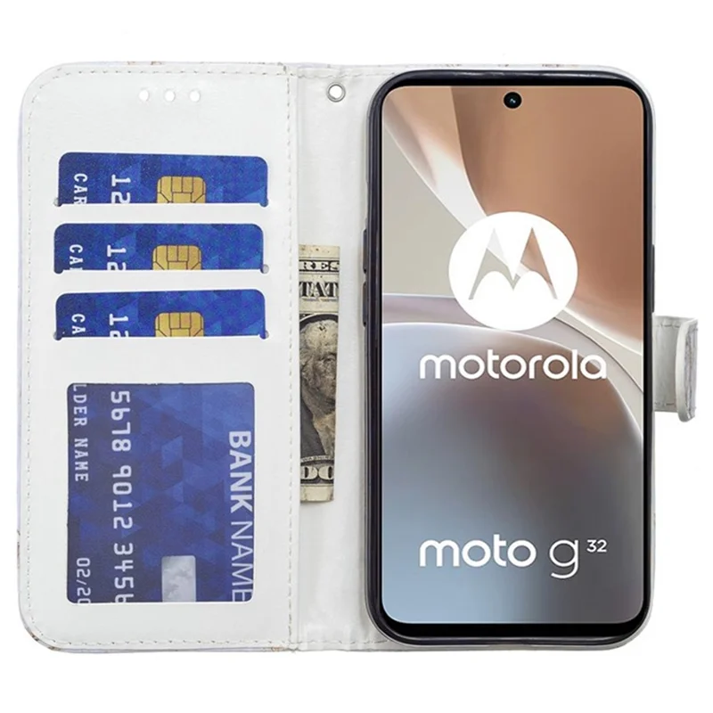 For Motorola Moto G32 4G Case Stylish Pattern Card Slot Leather Flip Cover Stand Feature - Blue Butterfly-Cellmalls