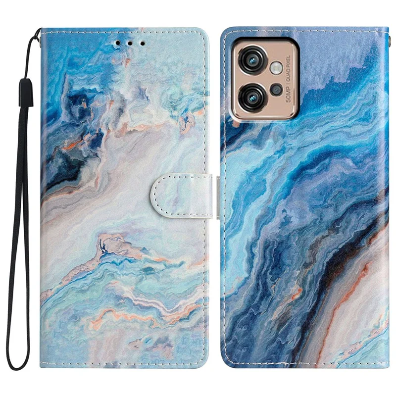 For Motorola Moto G32 4G Case Stylish Pattern Card Slot Leather Flip Cover Stand Feature - Blue Butterfly-Cellmalls