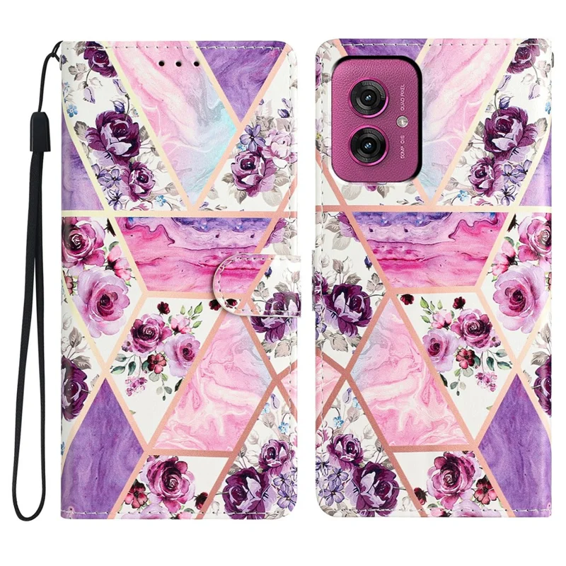 For Motorola Moto G55 5G Wallet Case PU Leather Pattern Printing Stand Phone Cover with Strap - Blue Butterfly-Cellmalls