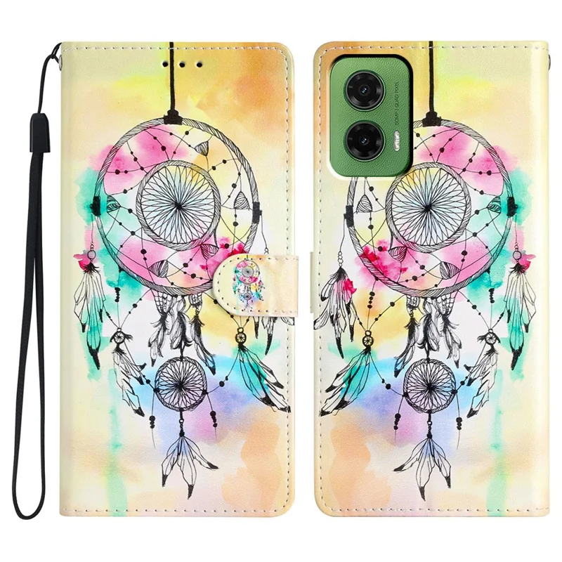 For Motorola Moto G35 5G Wallet Case PU Leather Pattern Printing Stand Phone Cover with Strap - Blue Butterfly-Cellmalls