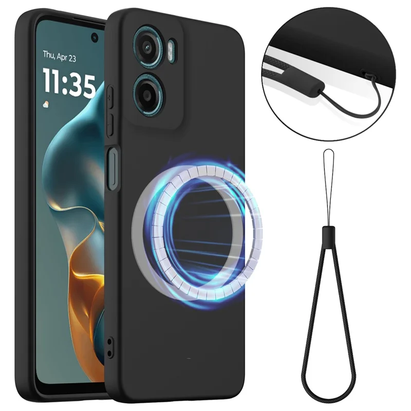 For Motorola Moto E15 4G / Motorola Moto G05 4G Case Compatible with MagSafe Anti-Drop Liquid Silicone Phone Cover - Black-Cellmalls