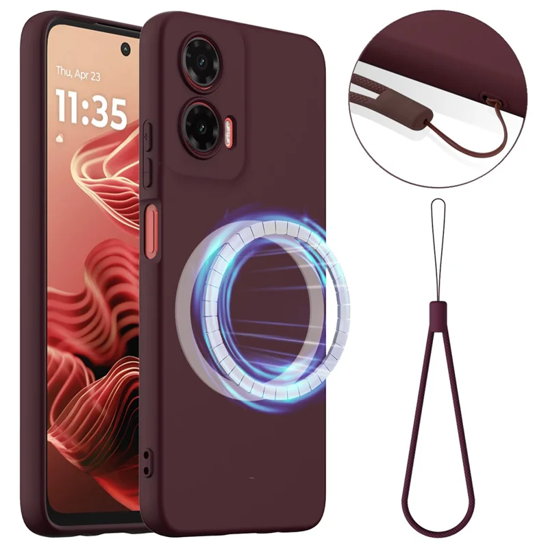 For Motorola Moto G35 5G Case Compatible with MagSafe Anti-Drop Liquid Silicone Phone Cover - Black-Cellmalls