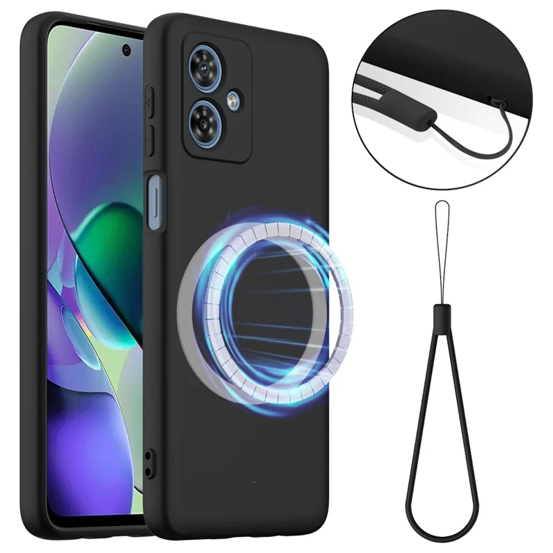 For Motorola Moto G54 Power 5G / Motorola Moto G64 5G / Motorola Moto G54 5G Case Compatible with MagSafe Anti-Drop Liquid Silicone Phone Cover - Black-Cellmalls