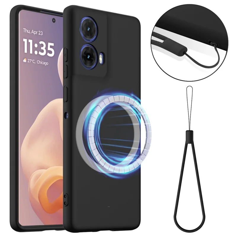 For Motorola Moto G24 4G Case Compatible with MagSafe Anti-Drop Liquid Silicone Phone Cover - Black-Cellmalls