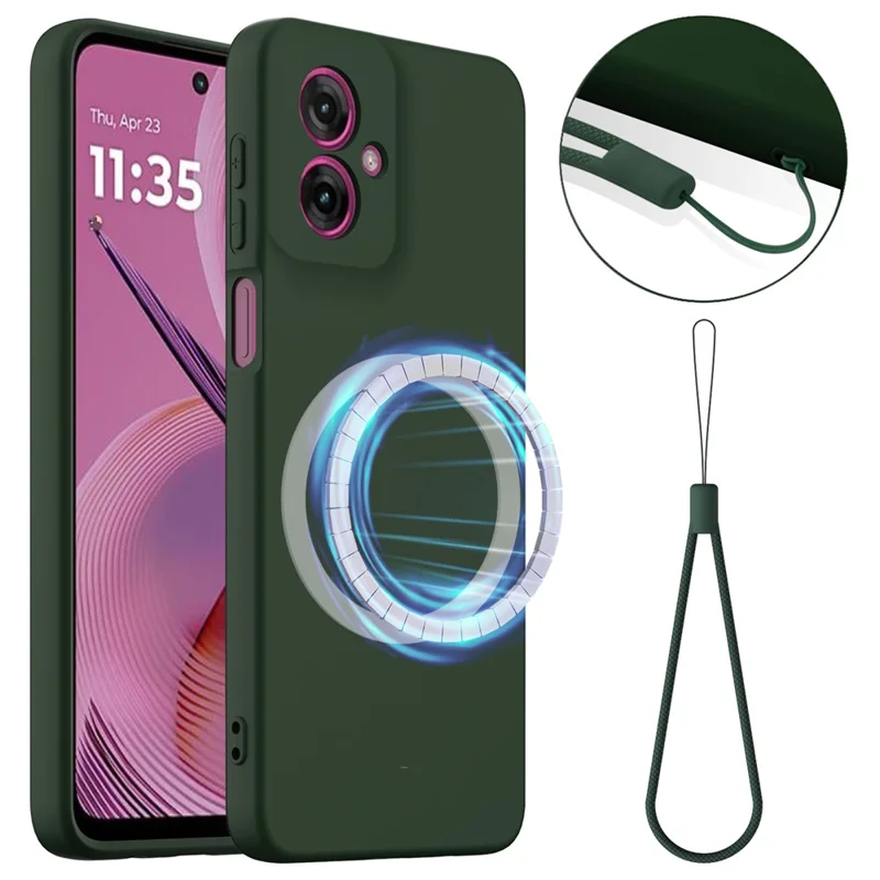 For Motorola Moto G55 5G Case Compatible with MagSafe Anti-Drop Liquid Silicone Phone Cover - Black-Cellmalls