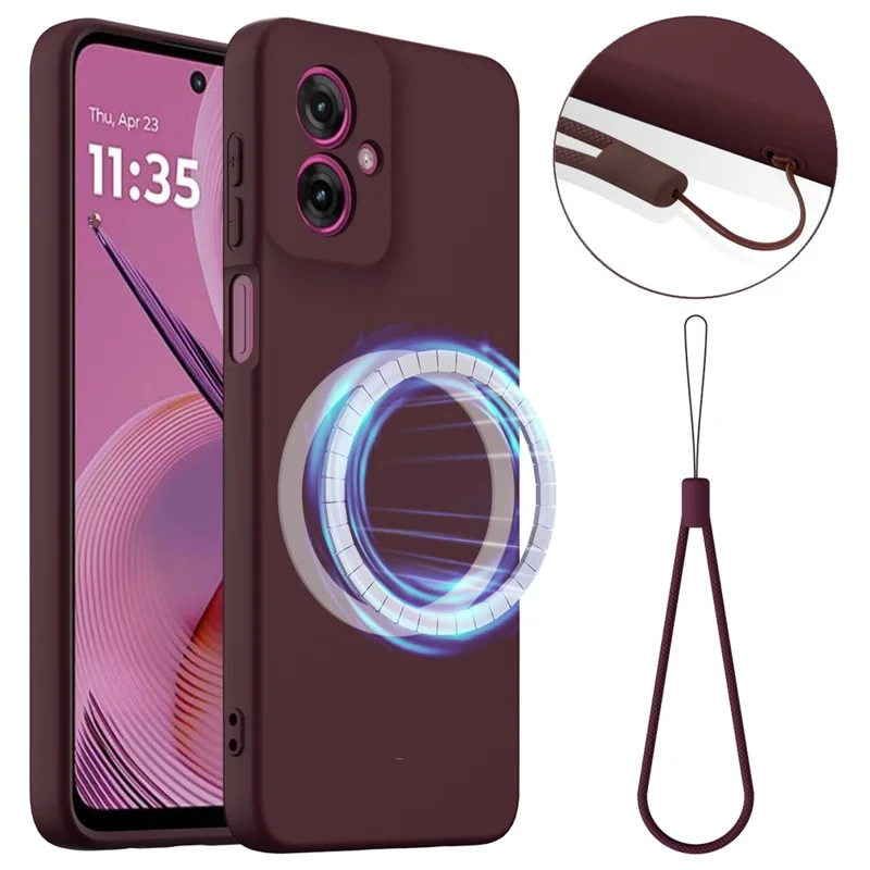 For Motorola Moto G55 5G Case Compatible with MagSafe Anti-Drop Liquid Silicone Phone Cover - Black-Cellmalls