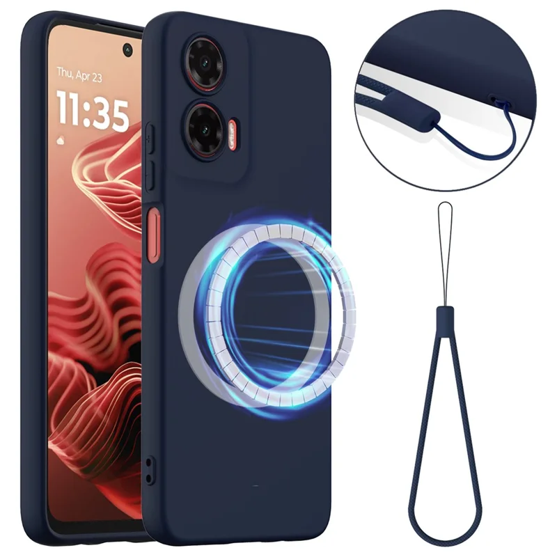 For Motorola Moto G35 5G Case Compatible with MagSafe Anti-Drop Liquid Silicone Phone Cover - Black-Cellmalls