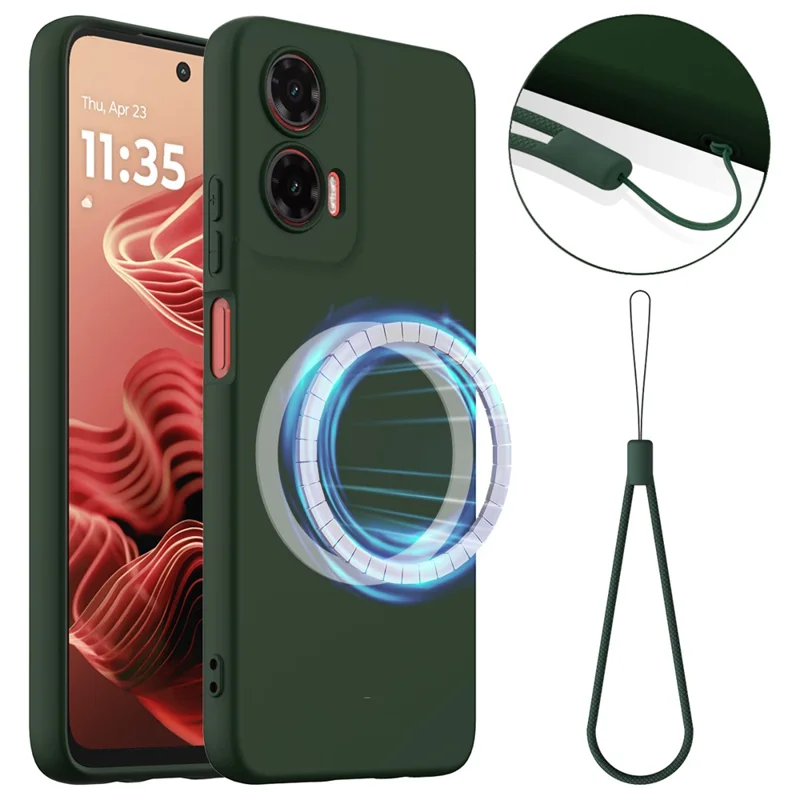 For Motorola Moto G35 5G Case Compatible with MagSafe Anti-Drop Liquid Silicone Phone Cover - Black-Cellmalls