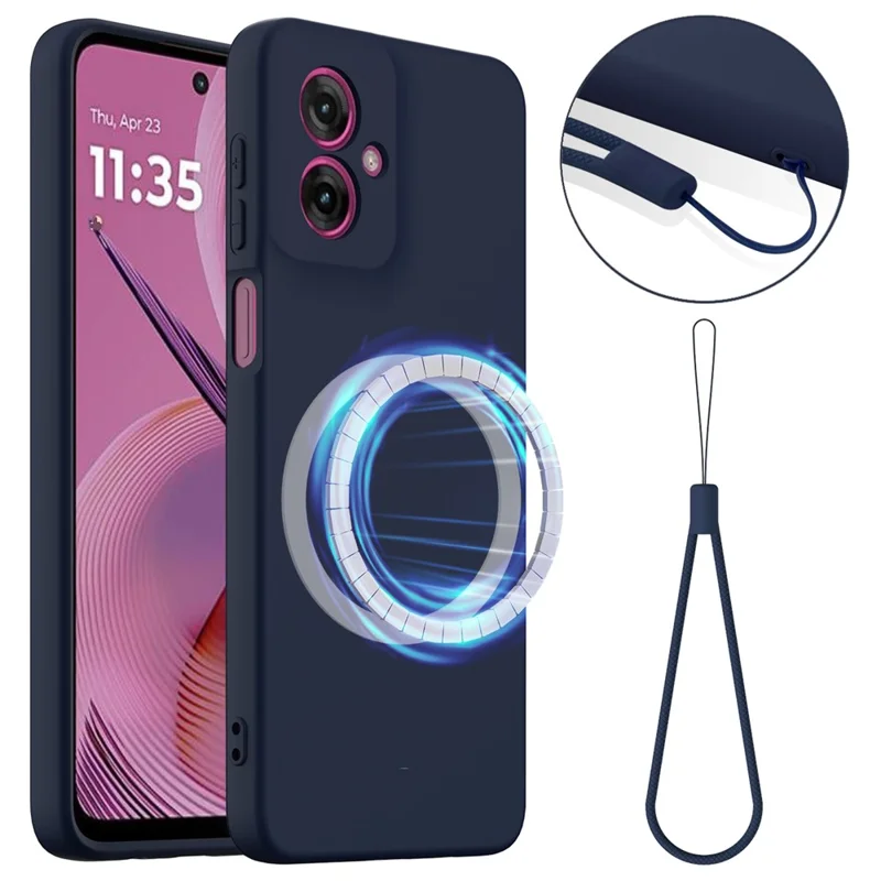 For Motorola Moto G55 5G Case Compatible with MagSafe Anti-Drop Liquid Silicone Phone Cover - Black-Cellmalls