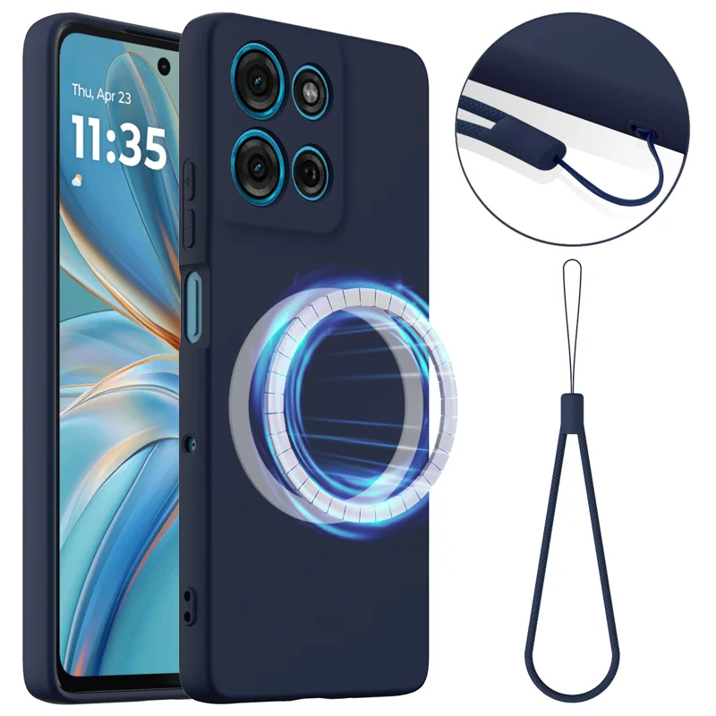 For Motorola Moto G56 5G Case Compatible with MagSafe Anti-Drop Liquid Silicone Phone Cover - Black-Cellmalls