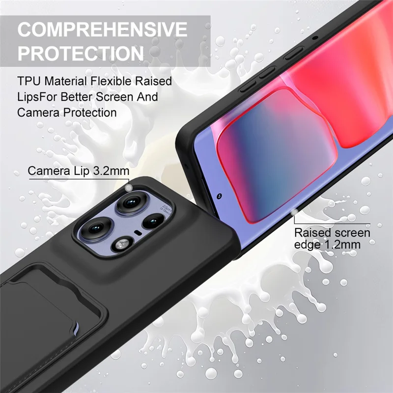 For Motorola Edge 50 Pro 5G Liquid Silicone Case Phone Back Cover with Short Strap - Black-Cellmalls